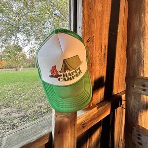 Green and white trucker cap